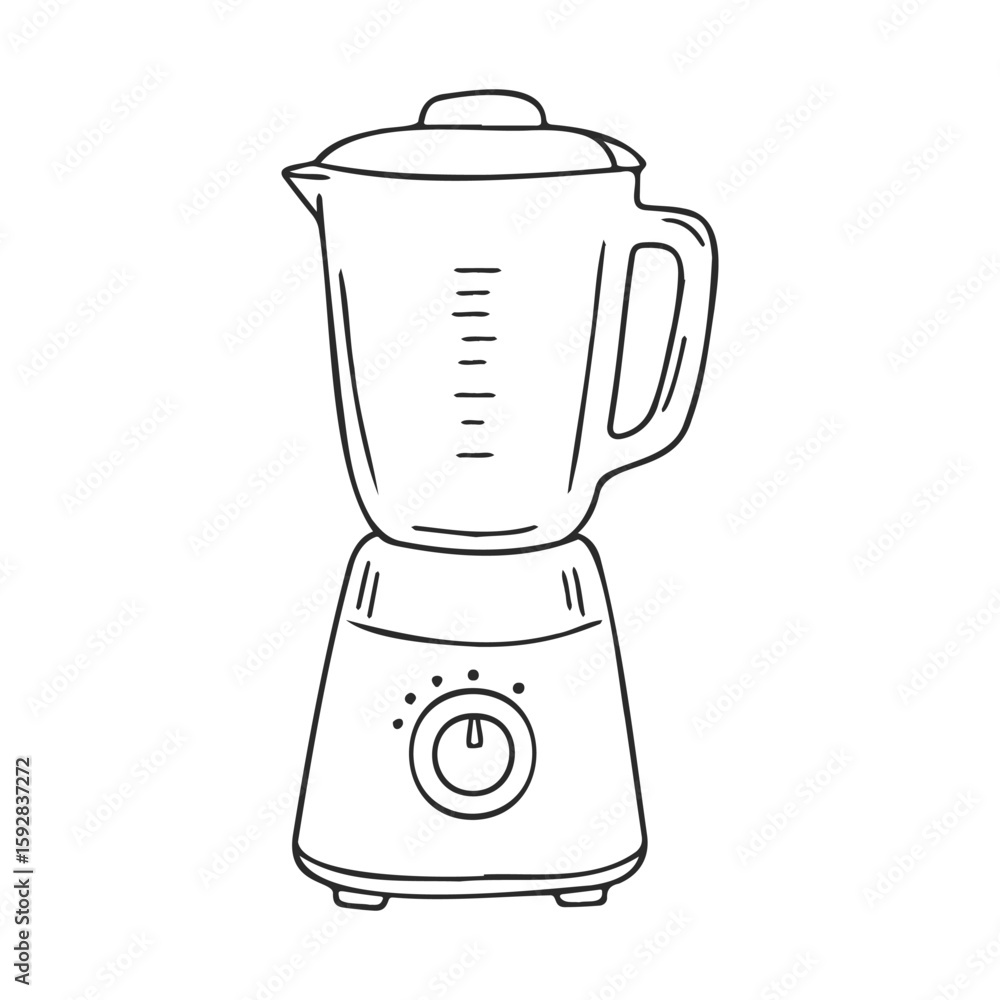 Poster hand-drawn blender sketch with detailed pitcher and control dial
