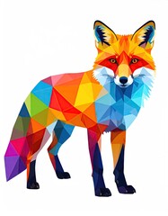Colorful geometric fox illustration