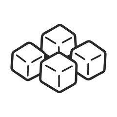 Obraz premium Minimalist black and white ice cube icon on white background