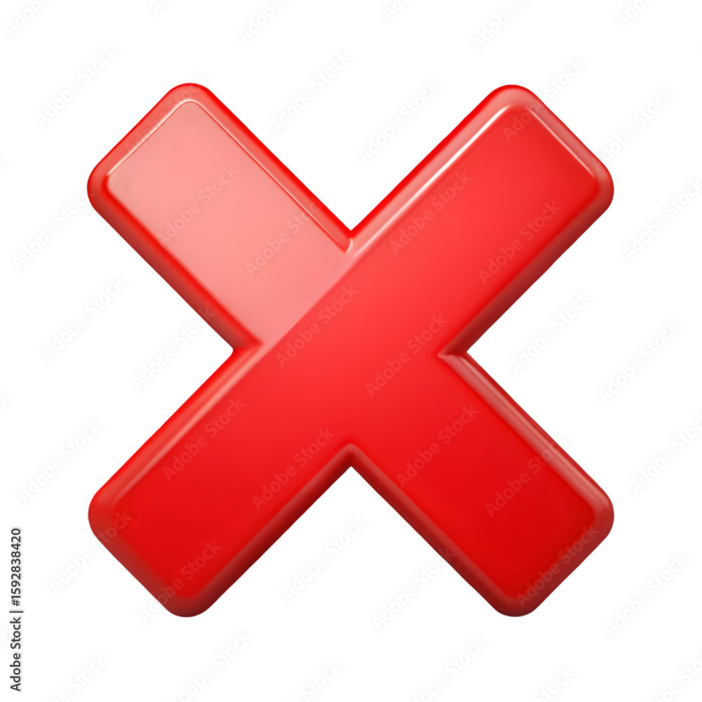 Fototapete cross delete remove icon 3d front view digital element isolated with transparent background design