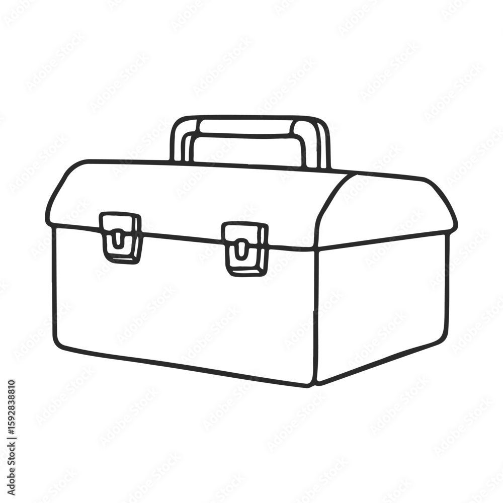 Aufkleber simple line drawing of a closed toolbox with handle and metal latches