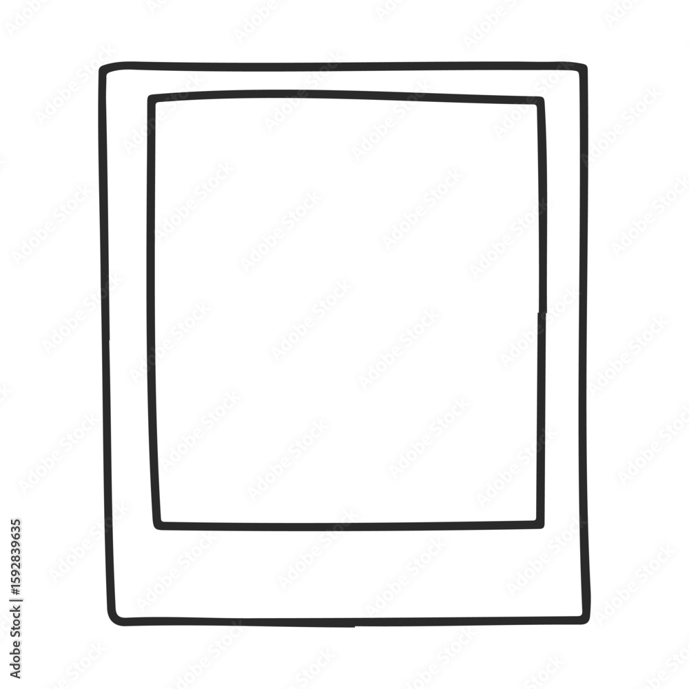 Poster empty picture frame with simple black outline on white background