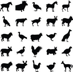 Animal Silhouette Vector, Minimal Pet Icon in Black