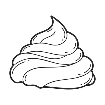 Naklejki Black and white whipped cream line art on white background