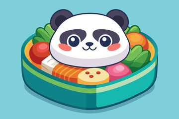 Naklejka premium Cute baby panda cartoon character illustration with bamboo