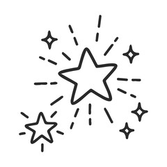 Obraz premium Black and white starburst line art with sparkling stars