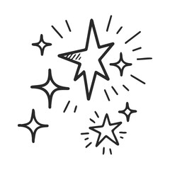 Obraz premium Hand-drawn star doodle with sparkles and glowing effects