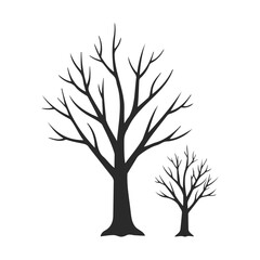 Obraz premium Silhouette of two leafless trees in minimalist design on white background
