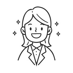 Fototapeta premium Smiling young female character in business attire with sparkles