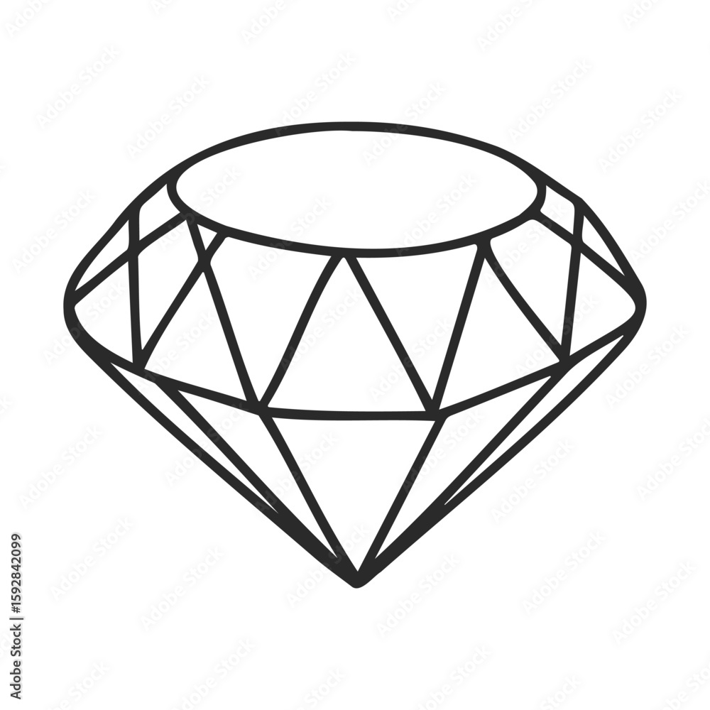 Poster geometric outline of a diamond shape with faceted edges