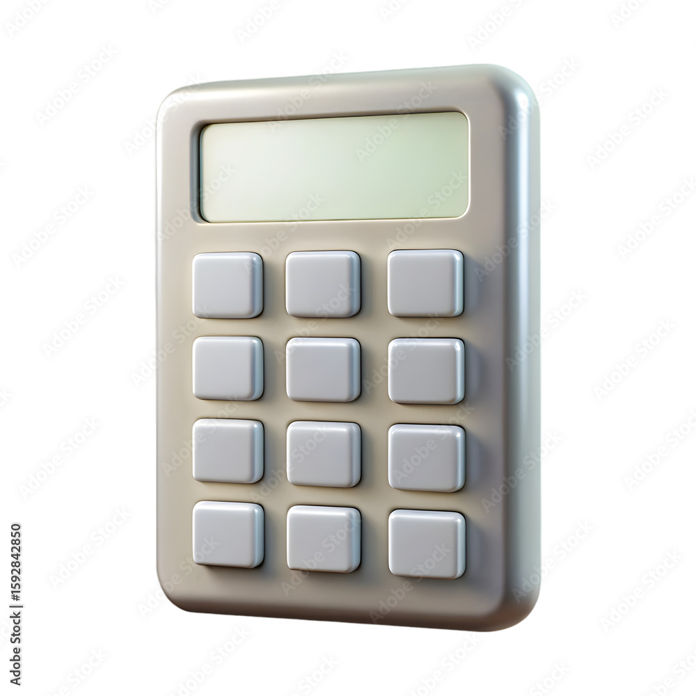 Poster calculator symbol icon front view 3d illustration design rendering with transparent background