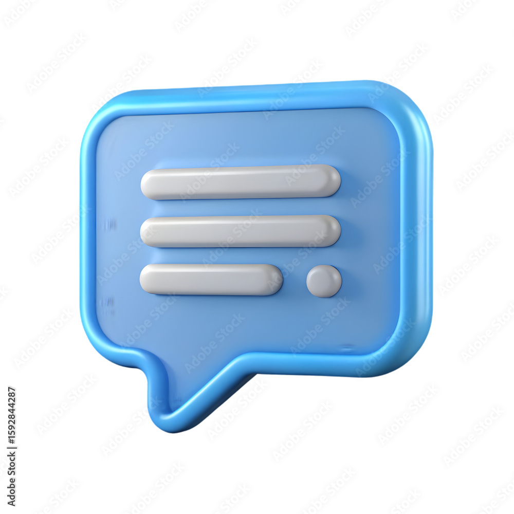 Poster Chatting bubble comment side view 3d rendering icon illustration with transparent background layout
