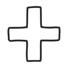Obraz premium Simple hand-drawn black cross on white background