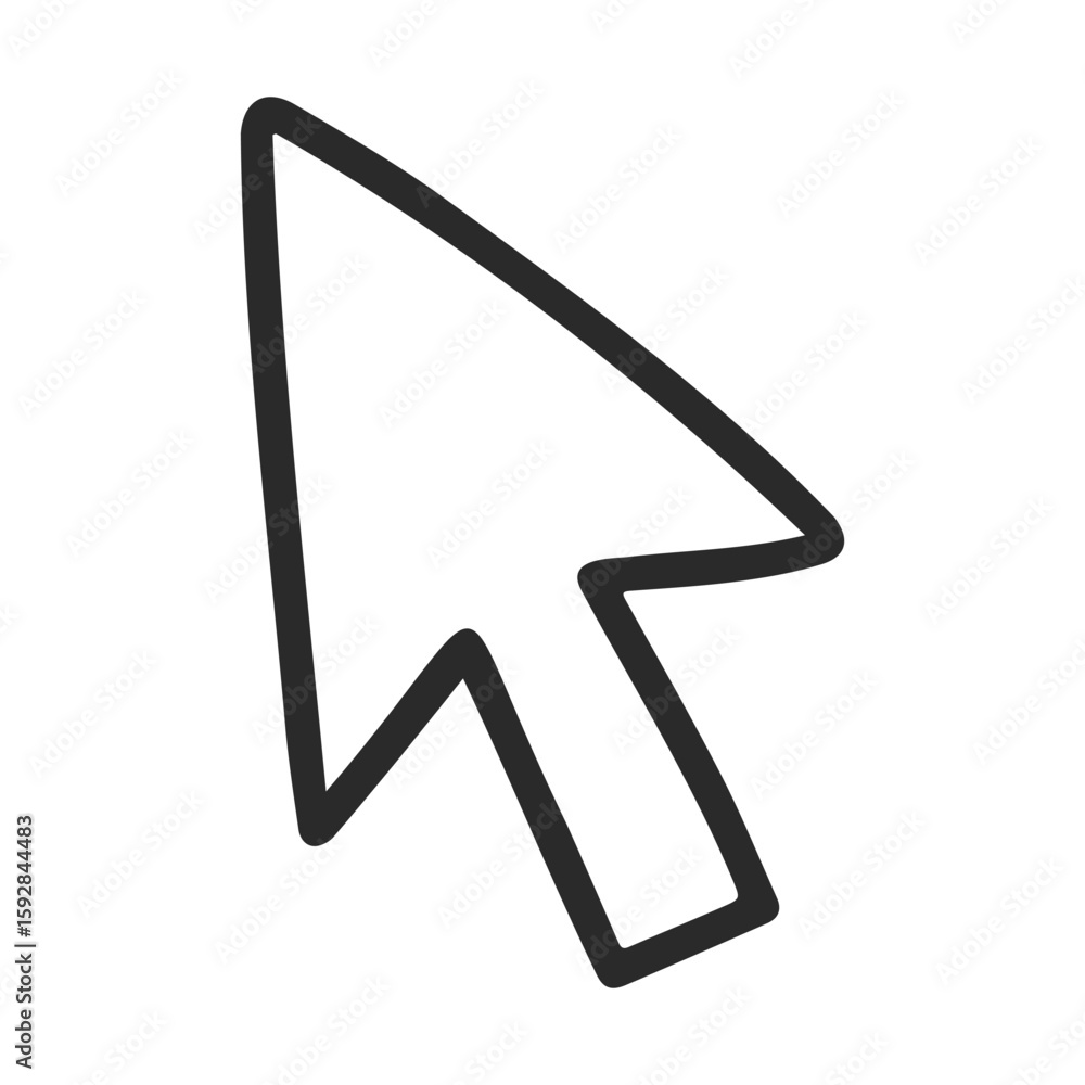 Poster black arrow cursor icon pointing sketched in minimalist design