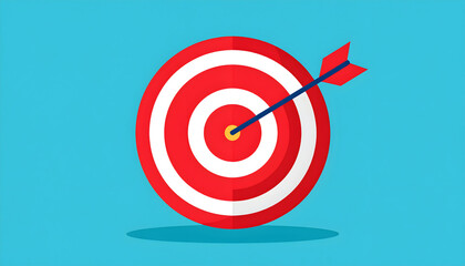 Red and White Target with Arrow in Bullseye Pixel Art Illustration