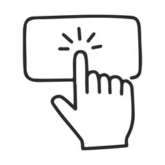 Hand icon touching button symbolizing digital interaction and click action