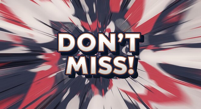 Energetic promotional graphic with vibrant radial blur effect and bold text