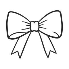 Naklejka premium Simple black and white line art of a bow ribbon