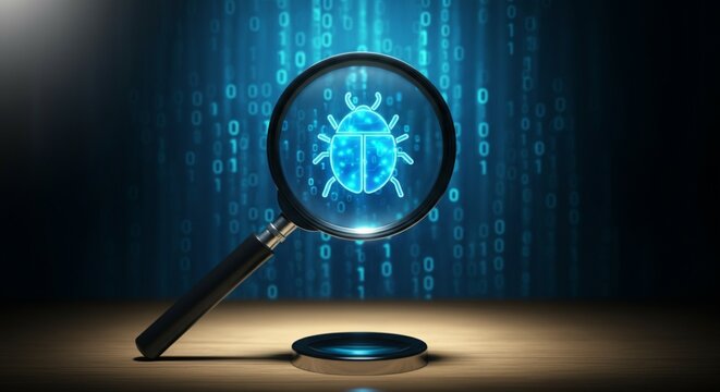 Bug Detection in Code – Cybersecurity and Software Debugging Concept. - Powered by Adobe