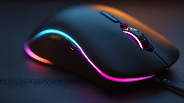 Wireless computer mouse on a blue background and table