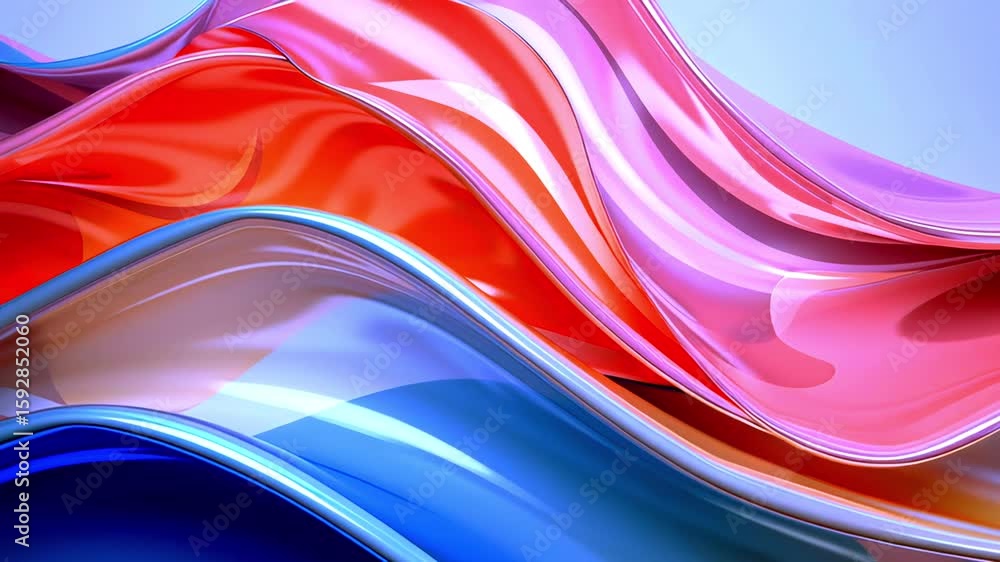 Poster glossy background waves rippling with vibrant colors, flowing seamlessly and creating dynamic visual