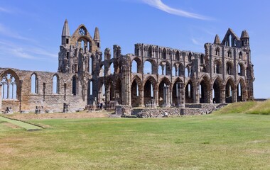 Whitby Abbey is featured in this landscape image at Whitby Abbey - Whitby - North Yorkshire - Great Britain