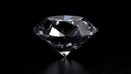 Brilliant Cut Diamond on Black Background