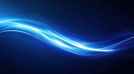 Abstract glowing blue waves on dark background