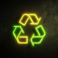 Neon Recycle Symbol on Dark Background