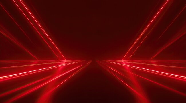 Fototapeta Abstract red neon lines on dark background