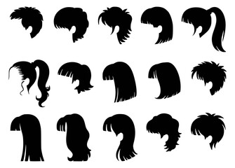 Diverse black hairstyles silhouettes collection vector