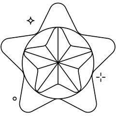 Stylized Star Outline with Geometric Center in Circle