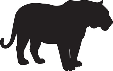 Naklejka premium Silhouette of a Powerful Feline Predator, Ready to Pounce, Captivating Silhouette of a Majestic Black Panther on the Prowl