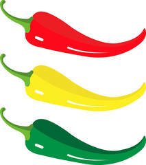 Simple three colors spicy chilis icon