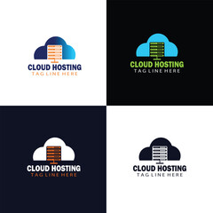 Modern Web Hosting Company Logo Design &ndash; Cloud, Server, and Technology Concept