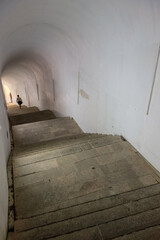 Cetinje, Montenegro - 01.05.2025: staircase in tunnels for access to the Mausoleum of Njegos