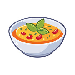 A fresh bowl of flavorful chili, garnished with fresh basil leaves
