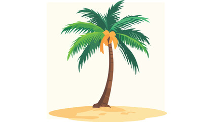Obraz premium Simple Flat Vector Cartoon Palm Tree Design for Tropical Vacation Themes