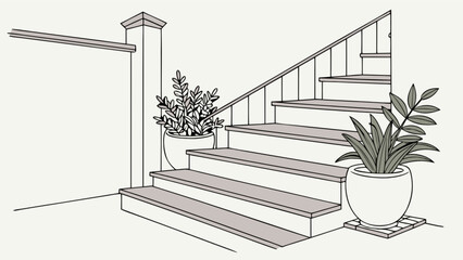 Stairs indoor plants stairway design home decor staircase railing potted plants interior design ideas