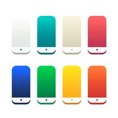 Eight colorful rounded rectangles with dots isolated on a transparent background