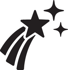 Silhouette vector of a shooting star with sparkles, perfect for magical, night sky, and celestial design themes.