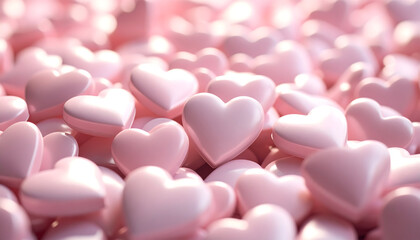 Obraz premium Pink Hearts Background Romantic Valentine's Day 3D Rendering