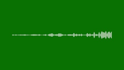 4K chroma green background with white audio waveform animation. Seamless sound spectrum loop. Ideal for podcast intros, DJ visuals, or music video overlays with alpha replacement.