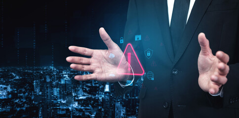 Cybersecurity threat alert protects data. Cyber security threat alert prevents access, alert warns breach, defends system, and cyber security threat alert identifies risk. Vouch