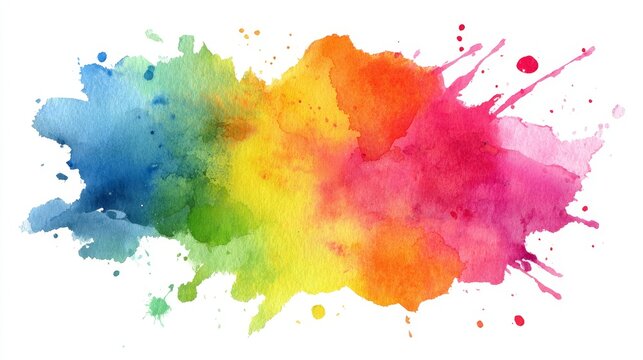 Vibrant watercolor splash with rainbow colors and artistic expression - Powered by Adobe
