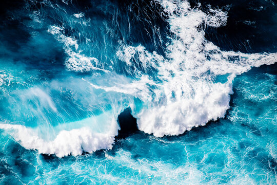 abstract aerial view background of blue waves