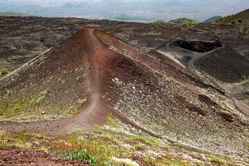 Landscape of Etna volcano, Sicily, Italy. Deserted martian-like surface. Beautiful Travel photography