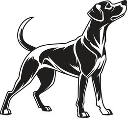 Obraz premium Dog Silhouette Standing Animal Vector Art Black Illustration Pet Design Alert Puppy Graphic