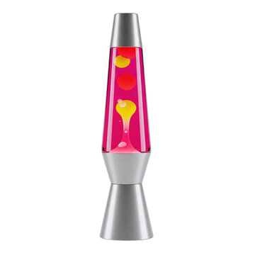 Retro lava lamp with pink and yellow wax