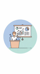 Fototapeta premium Businessperson presenting data charts and graphs during a presentation.